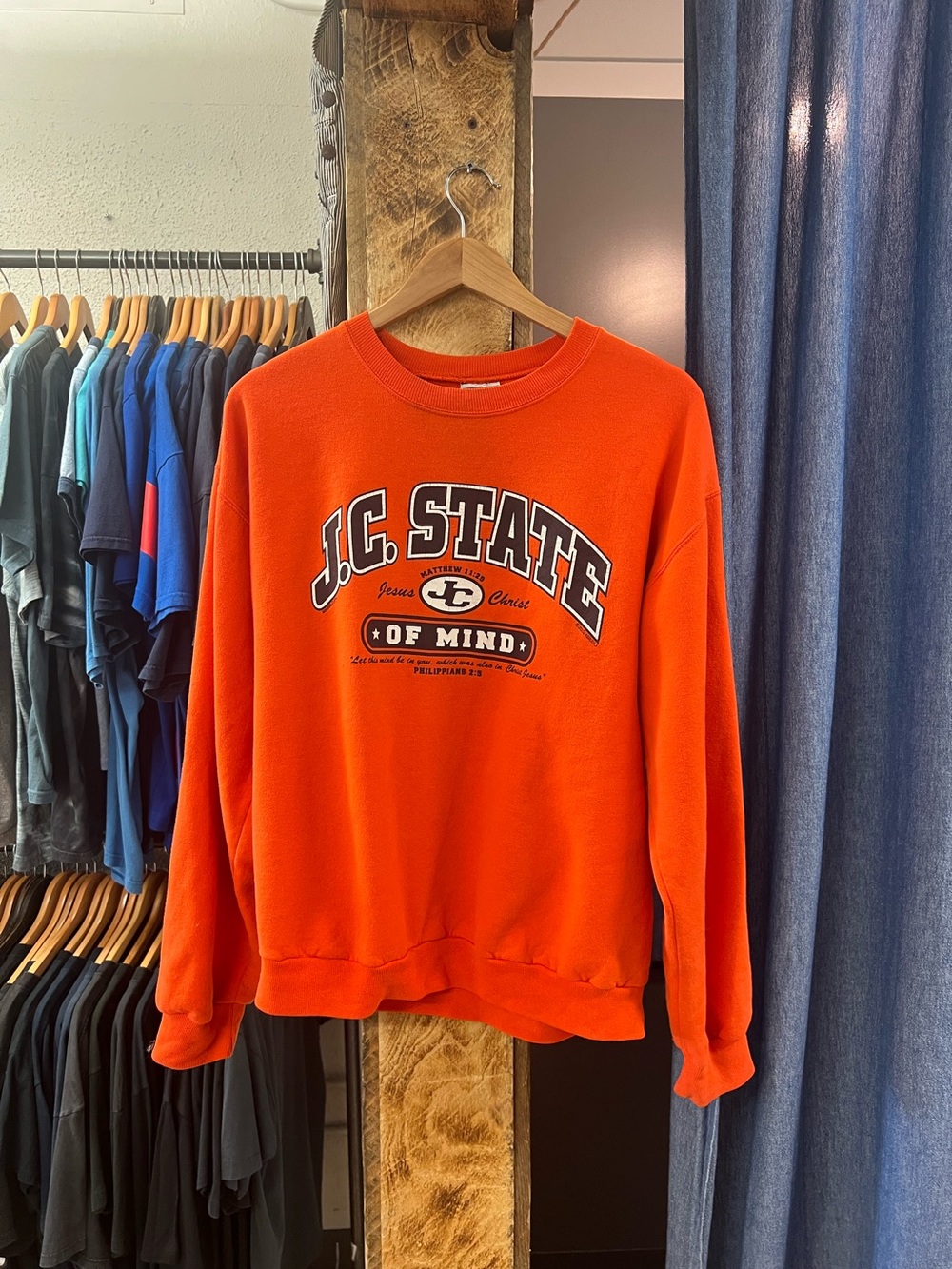 Vintage 2002 Jerzees JC State Of Mind Orange Crewneck